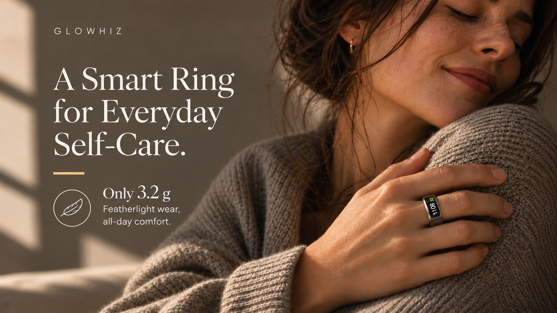 A light, comfortable Glowhiz ring worn in an everyday moment